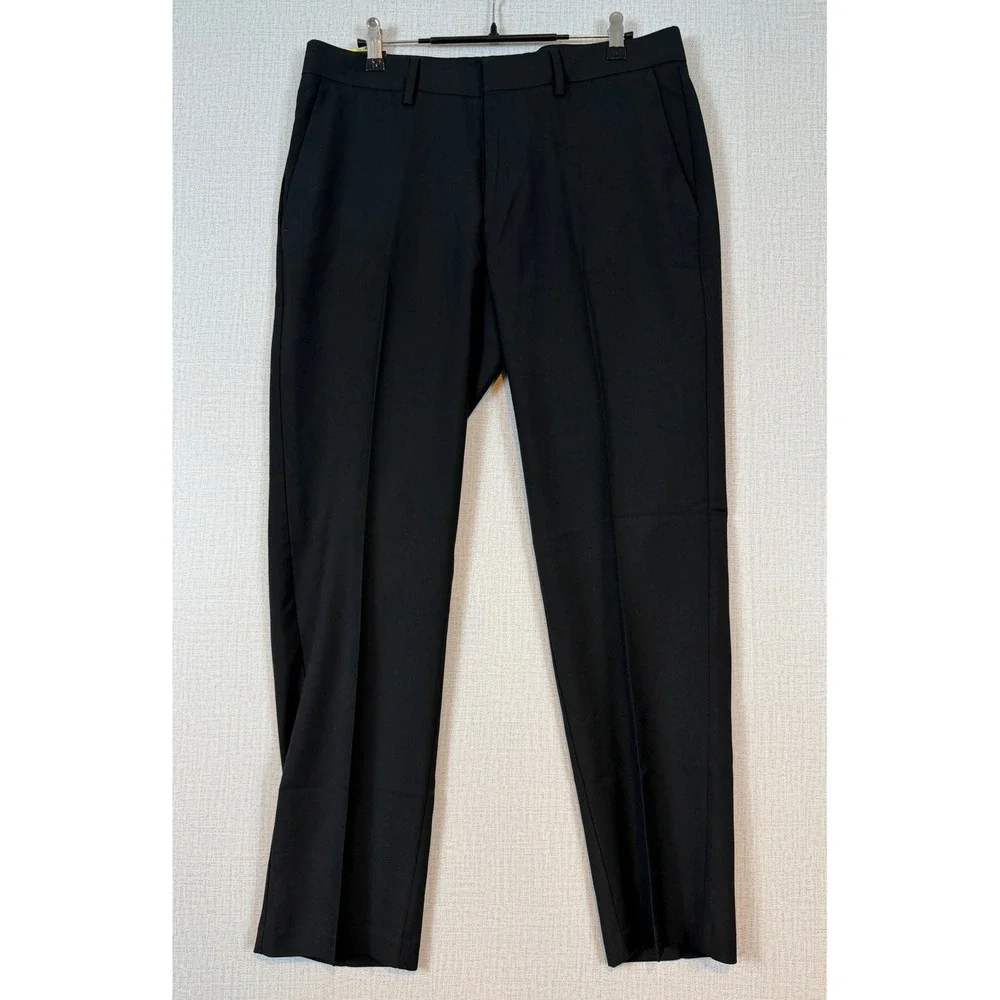 NWT Haggar Mens Black Straight Fit Dress Pants Super Flex Waist 32x29 Classic